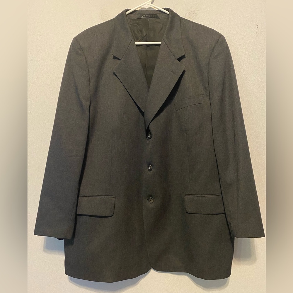 Vtg Claudio Morelli Men’s 50R Dark Gray Suit Jacket 100% Wool, Made in Romania
